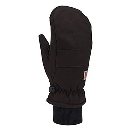 Carhartt Women's Insulated Duck Synthetic Leather Knit Cuff Mitt, Black, Large