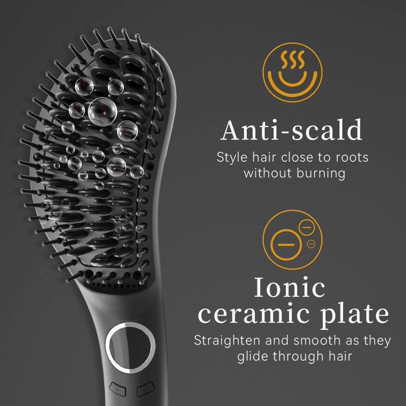 JINRI Volumizing Hair Iron, Hair Straightener Brush, Adjustable Temp, 360
