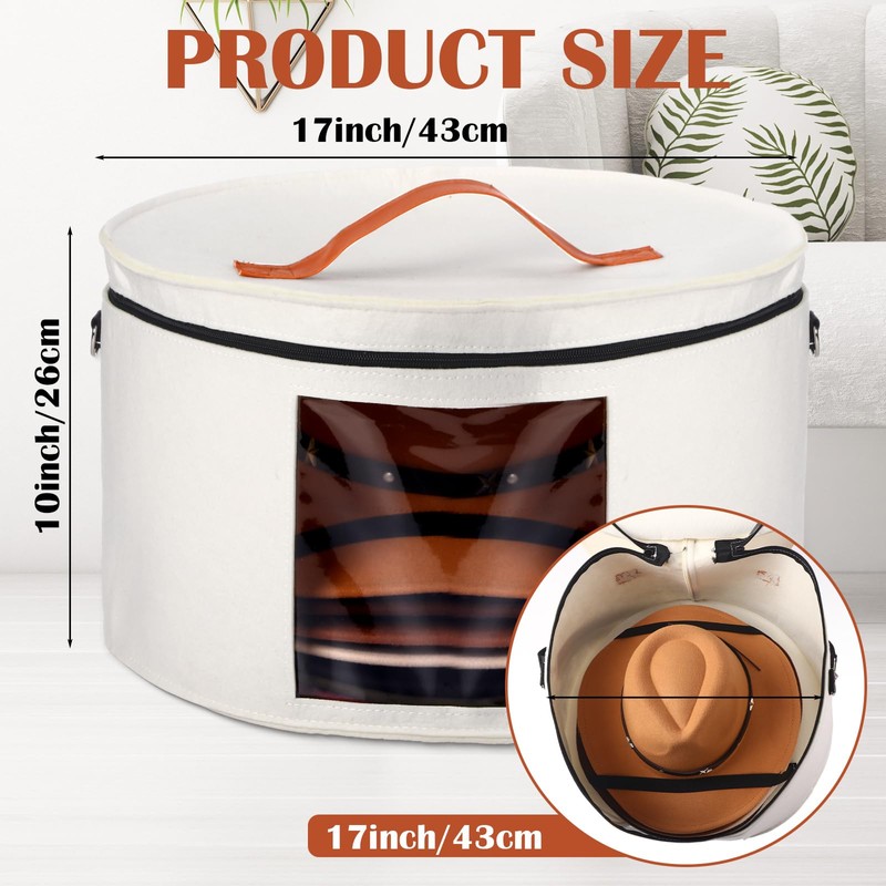 Suzile 4 Pack Large Round Foldable Hat Box for Women