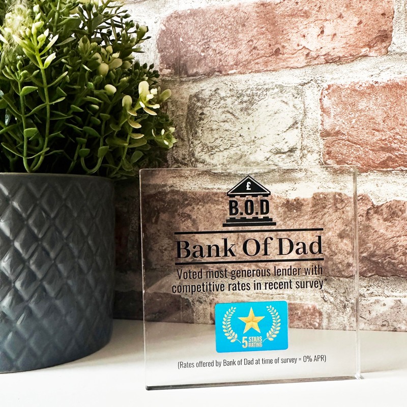 Fun Gift For Dad Present Bank of Dad Award Plaque