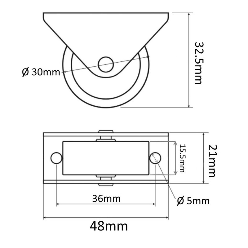Aerzetix: 4 x Furniture Castors Platinum Diameter 30 mm W15.5