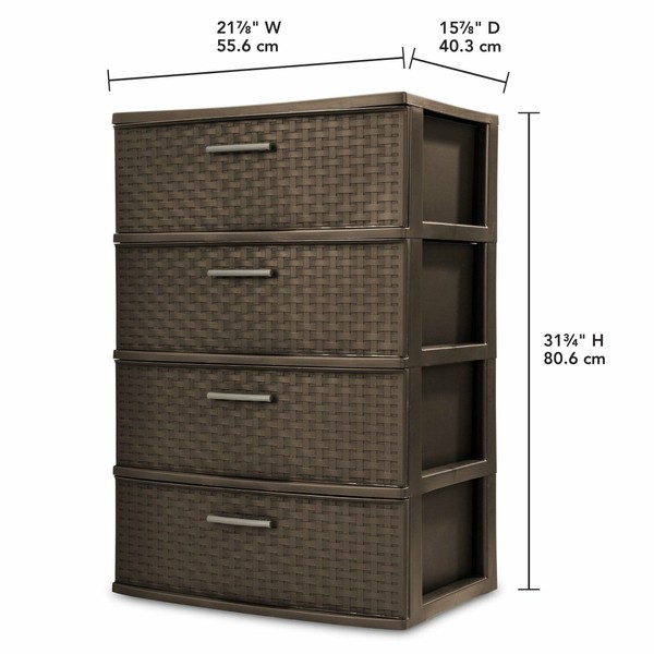 4 Drawer Storage Organizer Wide Sterilite Weave Cabinet Box Container Durable