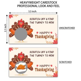Happy Thanksgiving Scratch Off Game Cards, Pumpkin Lottery Raffle Tickets, Fall Festival Party Activities & Decorations, Autumn Harvest Games Ideas (50 Pack)-03