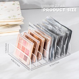 2 Pack Acrylic Makeup Palette Organizer,7 Spaces Plastic Makeup Holder Organizer,Accessories Storage Organizer for Eyeshadow Palettes,Contour Kits,Blush,Clear