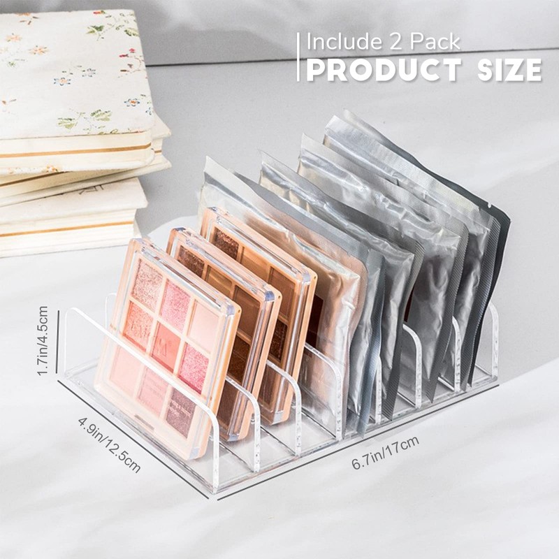 2 Pack Acrylic Makeup Palette Organizer,7 Spaces Plastic Makeup Holder