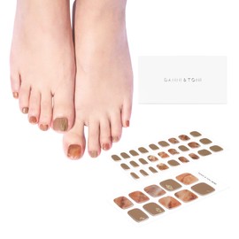 DANNI & TONI Semi-Cured Gel Nail Foils (Marbled Elegance) Brown Shiny Gold Foil Gel Nail Stickers, Pedi Wraps Toenails Nail Foil Pedicure Wraps 37 Stickers