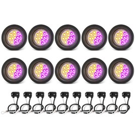 XtraGlow Dual Revolution 2.5" Round 13LEDs Amber Clearance Side Marker Lights to Purple Auxiliary Lights for Trailer Truck 12V IP67 Waterproof 10Pcs
