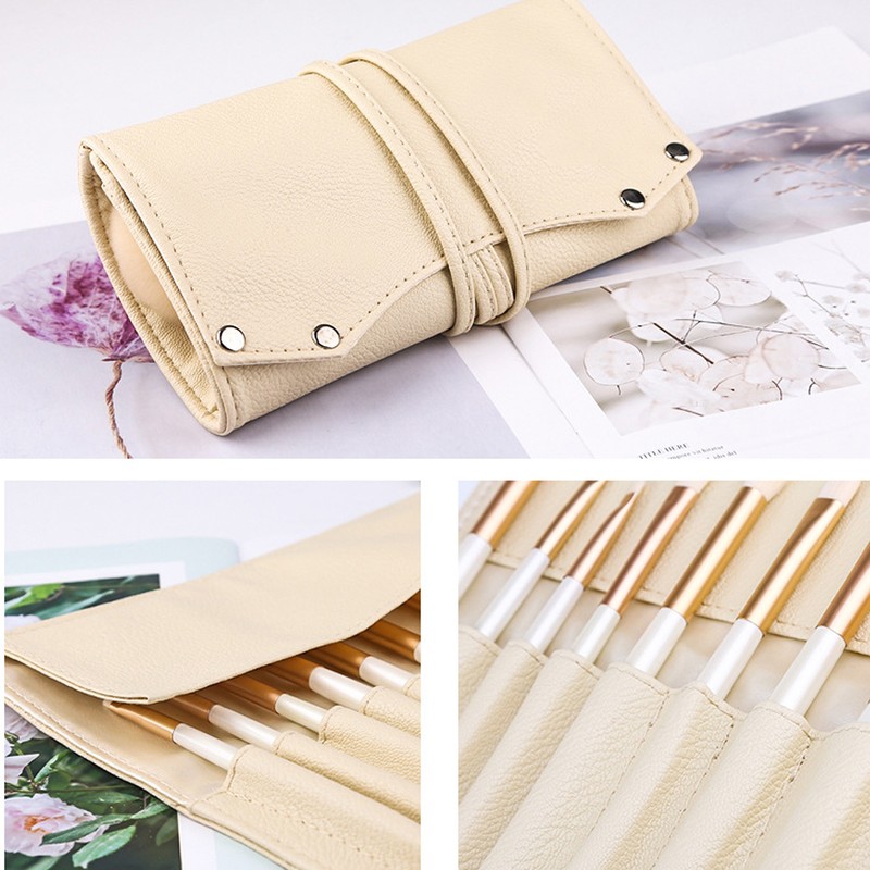 ZOREYA 10pcs Pearl White Portable Professional Makeup Blending Brushes Set