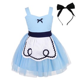 Lito Angels Alice in Wonderland Baby Girl Fancy Dress Dress with Bow Headband Size 0-6 Months 68 Blue