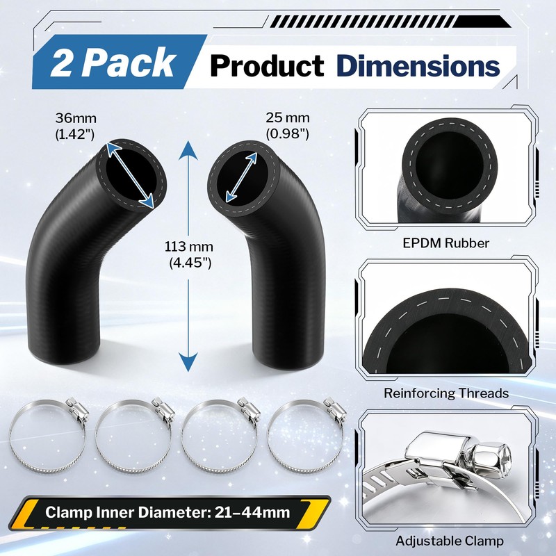 2 Pack Molded Coolant Hoses Kit, Compatible with Ford/Gates 22038
