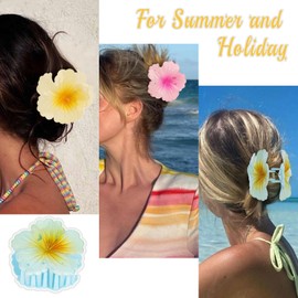 CURASA 6Pcs Flower Claw Clips Hawaiian Flower Hair Clips for Women Girls Hibiscus Hair Clip for Thick Hair Large Summer Hair Accessories