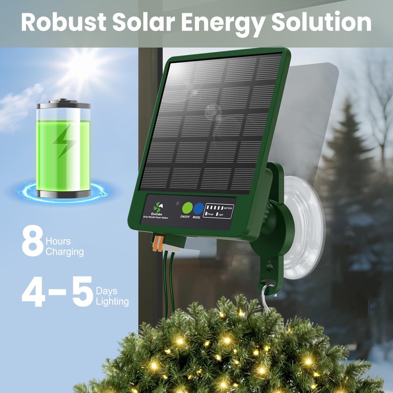 ecoCalm Solar Wreath Hangers for Front Door, Compatible with Lighted