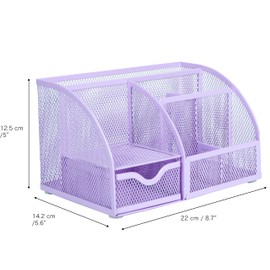 EXERZ Desk Organiser/Mesh Desk Tidy Caddy/Pencil Holder Multifunctional with 7 Compartments