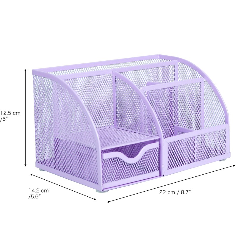 EXERZ Desk Organiser/Mesh Desk Tidy Caddy/Pencil Holder Multifunctional with 7