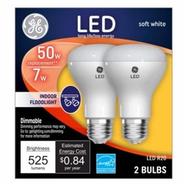 GE Lighting 93116048 LED Directional Light Bulb, R20, Soft White, Clear Bulb, 525 Lumens, 7 Watt, 2-Pk. - Quantity 4