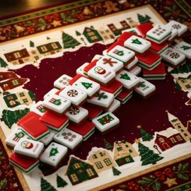 Gingerbread Man Border Christmas Mahjong Tiles 30x23x13mm Acrylic 160 Tiles Santa Xmas Tree GiftColor: Red Mahjong Bag Set