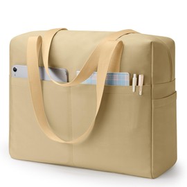 KALIDI Large Tote Bag for Women,Lightweight Travel Bag Weekend Overnight Bag Work Handbag With 15.6in Laptop Compartment for Holiday School Gym Daily Brown