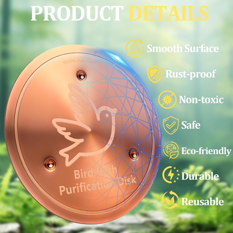 Bird Bath Copper Disk, 99.9% Pure Copper Bird Bath Cleaning