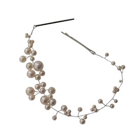 [MORE AUNI] HDT38654 (SILVER) Hair Accessories, Pearl, Bijou, Hair Ornament, Clip, Pin, Comb, Headdress for Weddings, Receptions, After-parties, 1.5