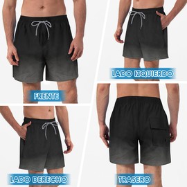 SlowTon Traje de Baño Hombre 2 en 1,Bañador de Secado Rápido con Bóxer de Compresión, Shorts de Baño con Bolsillos con Cremallera para Playa Natación Piscina Correr