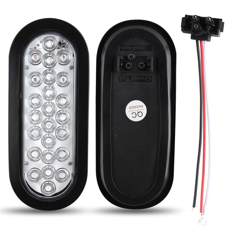 Traberm 4Pcs 6" Inch Oval Red 24 Led Trailer Tail