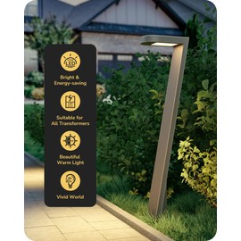 EDISHINE 4 Pack Low Voltage Pathway Lights, 2700K 100LM 5.5W Waterproof Outdoor Landscape Lighting & Accessories, Modern Aluminum Housing Electric LED Sidewalk Lights Wired for Driveway Path Yard