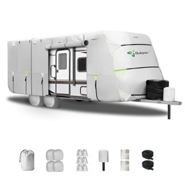 Dulepax Oxford RV Cover 20'-22' Travel Trailer Cover,Waterproof Camper Cover with 420D Oxford Fabric Anti-UV, Weatherproof, Ripstop Utility Trailer Covers