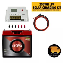 ECI Power LiFePO4 256WH Solar Charging Kit Lithium Iron Phosphate Battery, 10A Controller