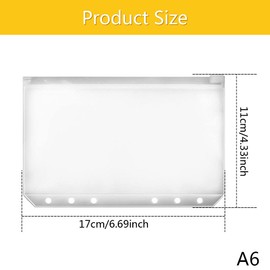 Abnaok Pack of 12 A6 Binder Bags, 6 Holes, Waterproof, Transparent, Budget Binder Zip, A6 Zipper Pockets for Documents, Notebooks, Cards