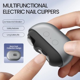 Electric Nail Clipper, Automatic Nail Clipper 2 Speed Settings with LED Light Smart 3-in-1 Nail Trimmer USB Charging Electric Toenail Clippers, for Ch