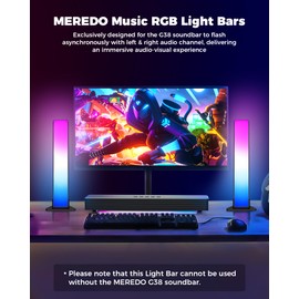 MEREDO Light strips, specially developed G38 3.1CH soundbar, synchronise with the music rhythm, multiple colour options, versatile placement, perfect for PC gaming home cinema