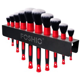 FOSHIO Car Detailing Brush Holder with The Mounting Hardware, Durable Solid Painted Metal Rack for Putting Different Size 10 Car Detailing Brushes, Wall Mount for Garage Workshop