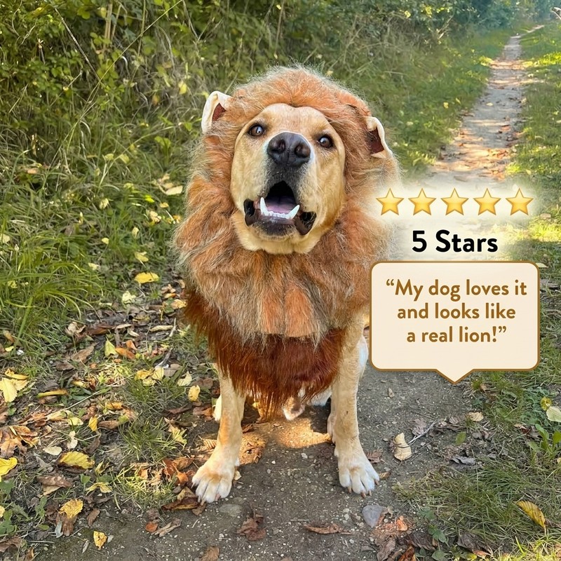 Lion Dog Costume for Halloween Dress-Up – Soft Fleece Hooded