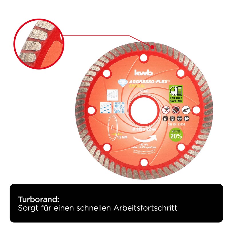 KWB KWB 721140 Aggresso-Flex Diameter 115 x 22 mm Red