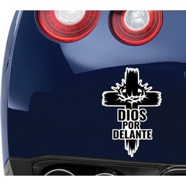 Dios Por Delante Decal Car Window Map Vinyl Sticker Mexican Flag Trucking Sticker Jesus Christian Cross Sticker Christ Crown #3 (Mexican Flag, 8" x 12")
