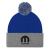 Mopar Logo Pom Pom Knit Beanie Hat Grey