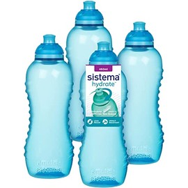 Sistema Twist 'n' Sip Squeeze Sports Water Bottles | Leakproof Water Bottles | 460 ml | BPA-Free | Recyclable with TerraCycleÂ® | Blue | 4 Count