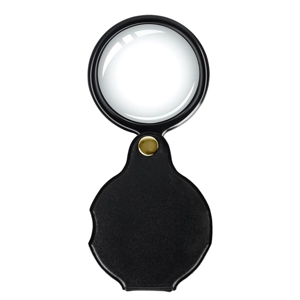 20X Magnifying Glass, Black Pocket Magnifying Glass with Rotating Protective