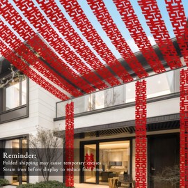 HannaFires Chinese Wedding Double Happiness Garland Decorations – 6 Pack 6M Long Hanging Streamers, Xi Character Banner for Bridal Room, Door, Ceiling Party Decor