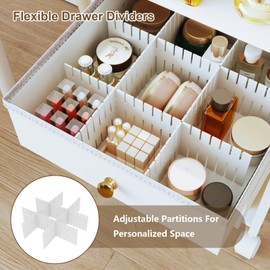 DongRong Floor Makeup Organizer with Lockable Wheels & 8 Dividers, 2-Drawer Rolling Skincare Cart for Cosmetics/Perfume/Nail Polish, Mobile Vanity Storage - White (Bathroom/Bedroom Use)