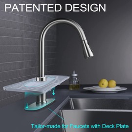 Silicone Faucet Mat, Kingmall Kitchen Faucet Mat Silicone Faucet Drip Catcher for Kitchen Faucet Drip Catcher, Tailor-Made for Faucets with 1cm(0.4 Inch) Deck Plate【Light Grey】