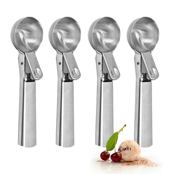 Ice Cream Scoop,Portable Stainless Steel Ice Cream Scoop with Trigger