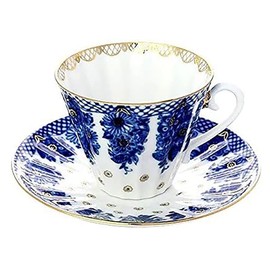 Lomonosov Porcelain Tea Cup and Saucer Set Radiant Basket 2pc 7.95 oz/235 ml