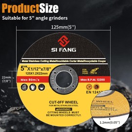 SI FANG 25PCS Metal Cutting Discs 125mm Durable Angle Grinder Discs Ultra Thin 1.2mm Cut Off Wheel for Fast & Precise Cutting of Stainless Steel, Iron, Aluminum, Ferrous Metals