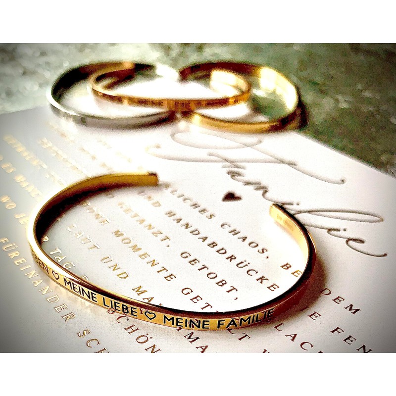 Elegant bangle in silver, gold or rose gold with mantra