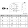 Pack of 10 Hex Nuts M10, Locking Nuts Stainless Steel