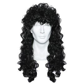 Sdfvsdg Pirate Captain Wigs Long Black Wavy Curly Pirate Costume Wig for Men Women Halloween Cosplay