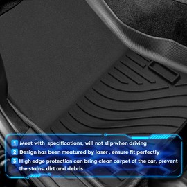 TadaMark Floor Mats fit for Honda for CR-V 2023 2024 Black Deep Dish All-Weather Mats Heavy-Duty Waterproof Floor Liner for Cars - 3 Piece
