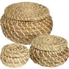 Dicunoy Set of 3 Small Wicker Basket with Lid, Round