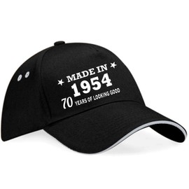 Print4U Made in 1954 70th Birthday Baseball Cap 70 Year Old Gift Men & Ladies Black